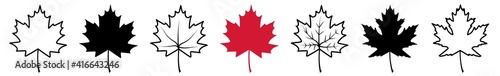 Maple Leaf Icon Canada Maple Leaf Set | Maple Leaves Icon Canadian Vector Illustration Logo | Maple-Leaf Icon Isolated Maple Leaf Collection
