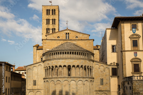 Church Santa Maria della Pieve on Piazza Grande in Arezzo, historical city in Tuscany, Italy