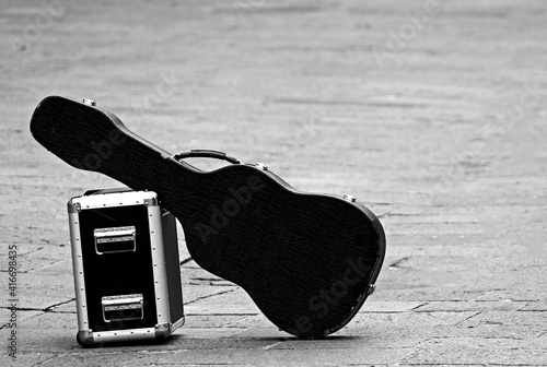 guitar and amplifier symbol of the crisis that has hit the enti