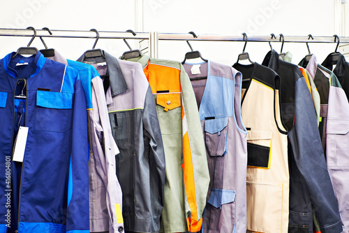 Clothes for workers on a hanger