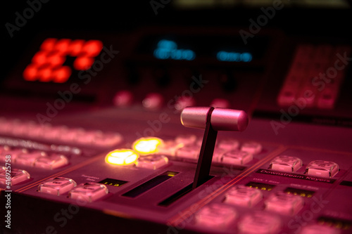 Video switcher panel of television broadcast in studio