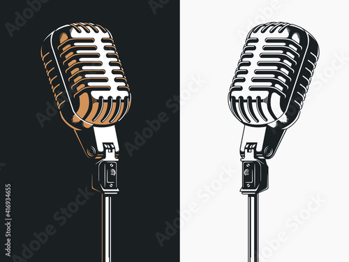 Live on stage open microphone drawing, transparent background clipart illustration