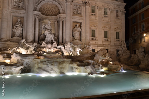 Detail of trevi fountain at Rome at night 