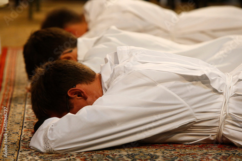 Deacon ordinations in Notre Dame du Travail church, Paris. France. 22.03.2018