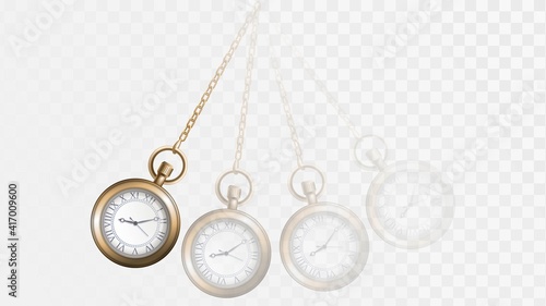 Swinging vintage gold watch on a chain