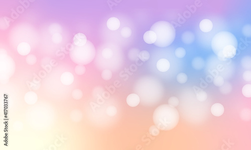 Abstract light blurred bokeh background. Vector defocused sun shine or sparkling lights and glittering glow. Neon light, night view, close-up. Purple blue pink colored blurred background