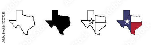 Texas map icons set. Texas map icon. Texas symbol.