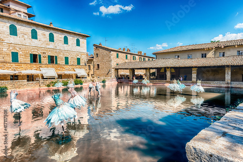 Medieval thermal baths in the town of Bagno Vignoni, Italy