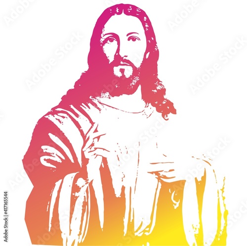 Jesus Zeichnung Schablone Stencil Hintergrundgrafik bunt