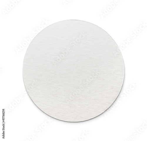 Front view of blank round cardboard beer coaster