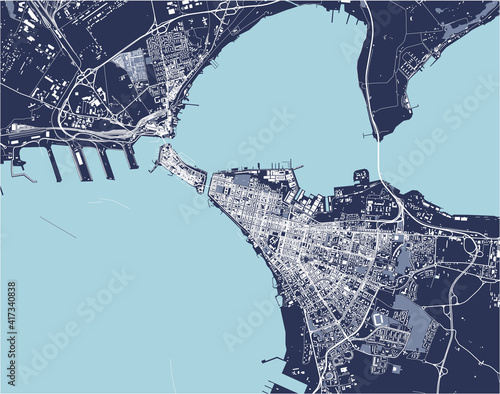 map of the city of Taranto, Italy
