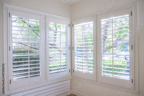 View out the window, through the shutters 