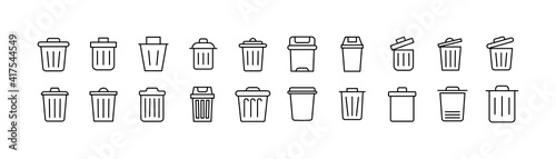 Simple line set of trash icons.