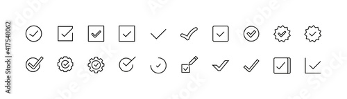 Simple line set of check icons.