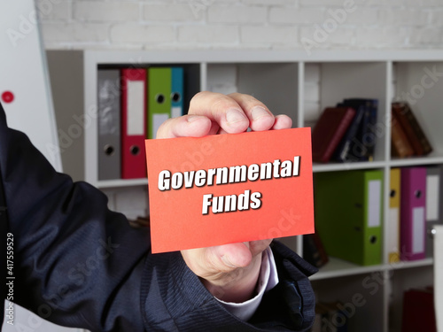  Financial concept meaning Governmental Funds with sign on the sheet.