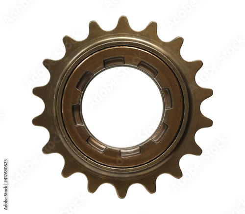 Bicycle single speed freewheel sprocket (with clipping path) isolated on white background