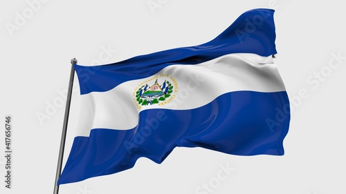 El Salvador FLAG ISOLATED IN GREAY BACKGROUND.