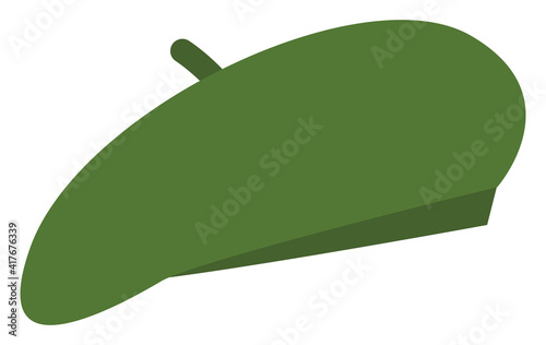 Green beret, illustration, vector on white background.