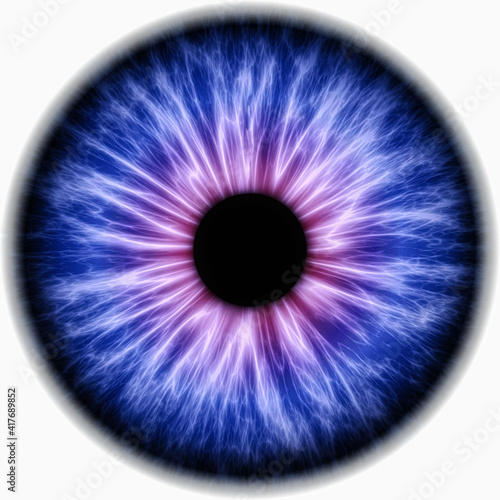 Illustration of a blue human iris. Digital artwork creative graphic design.