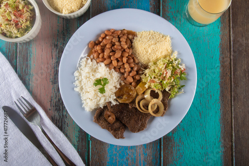 Traditional Brazilian food dish tasty homemade lunch top view