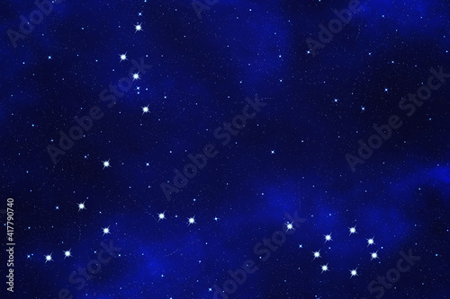 Starfield background of zodiacal symbol "Pisces"