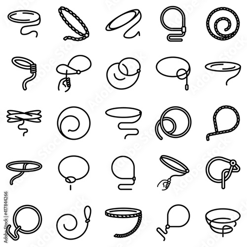 Lasso icons set. Outline set of lasso vector icons for web design isolated on white background
