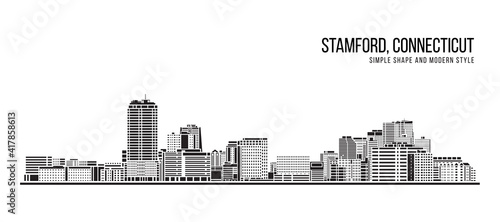 Cityscape Building Abstract Simple shape and modern style art Vector design - Stamford city, Connecticut