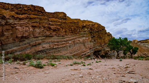 Eroded by water and wind cliffs in the canyon. Little Wild Horse Canyon. San Rafael Swell, Utah