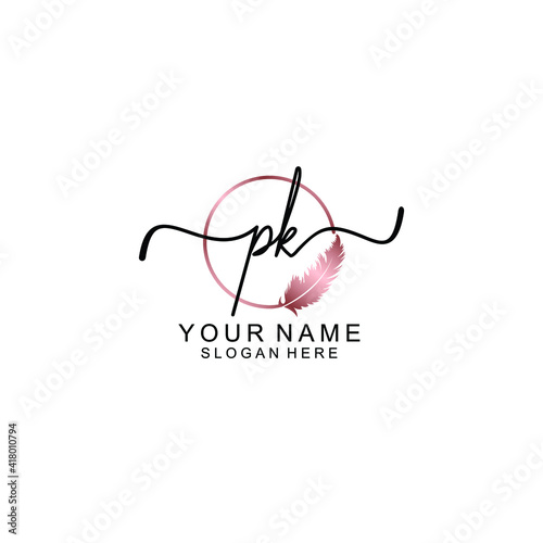 Letter PK Beautiful handwriting logo