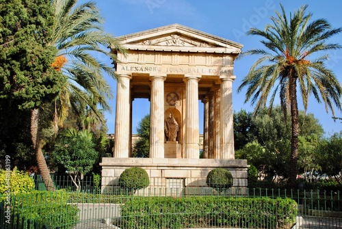 Lower Barrakka Gardens, Valletta,Malta. A neoclassical monument erected in 1810 in the form of a Roman temple, to Sir Alexander Ball, a leader of the Maltese insurgents in the 1798 uprising.