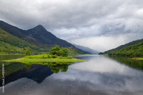 Scotland landscape with lake and mountains