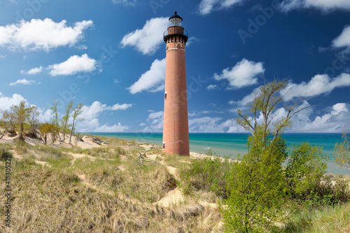 Little Sable Point Lighthouse in dunes, built in 1867