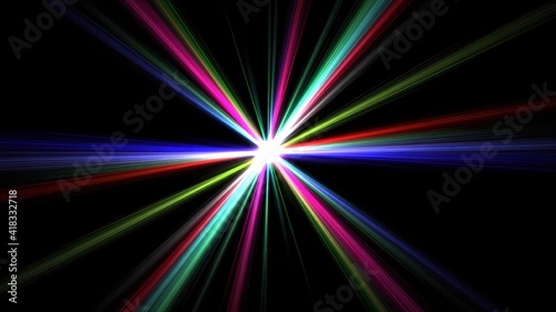 Colourful light rays beautiful illustration on plain black background