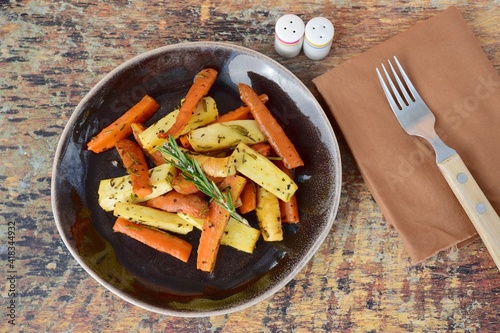 Roasted carrot and parsnip with rosemary