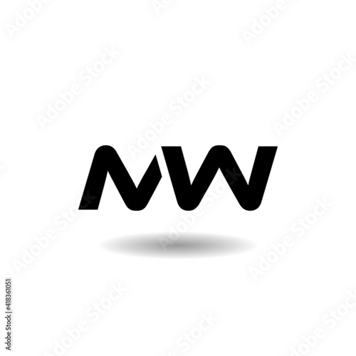 Initial MW letter Logo with shadow