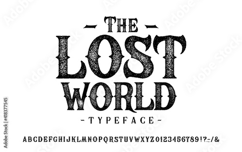 Font The Lost World. Craft retro vintage typeface 