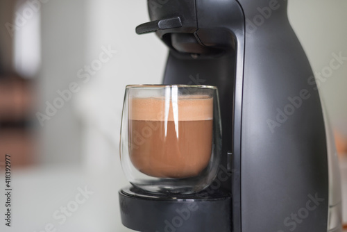 coffeemachine with glass coffee cup
