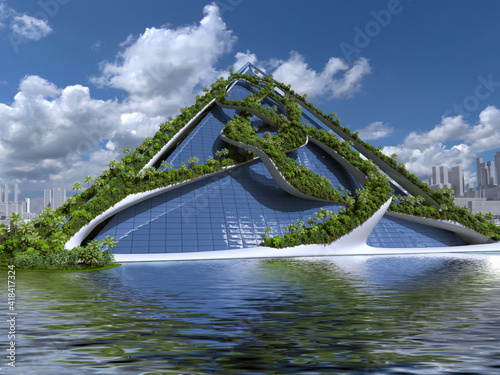 Futuristic city green architecture