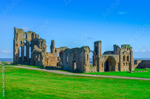 Ruin of medieval castle in England