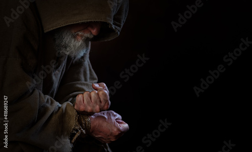 shackled beggar with middle ages