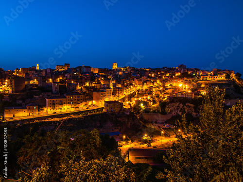 Italian city at night - Enna, Sicily Italy