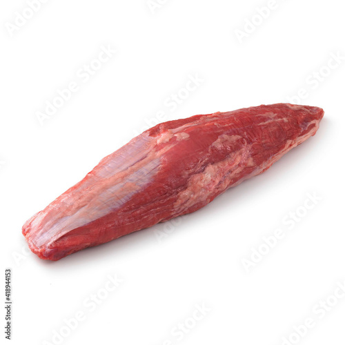 Close-up view of fresh raw Shoulder Petite Tender Roast Chuck Cut in isolated white background