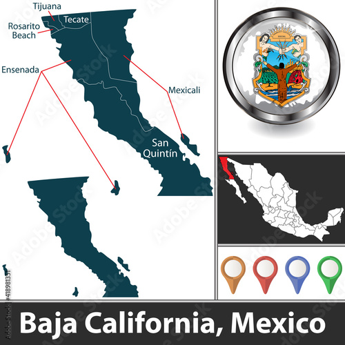 Map of Baja California, Mexico