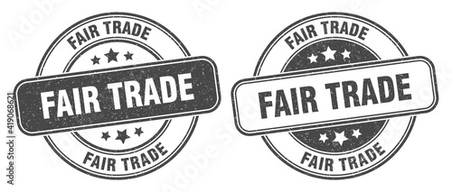 fair trade stamp. fair trade label. round grunge sign