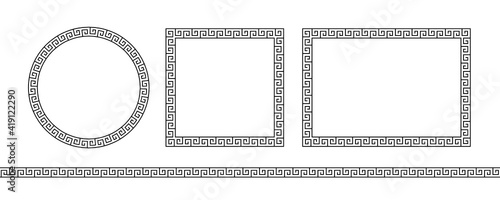 Set greek frame. Meander pattern collection border. Greek frame. Greece ornament. Grecian ancient style. Roman design. Geometric mediterranean decoration. Element antique symbol. Vector illustration