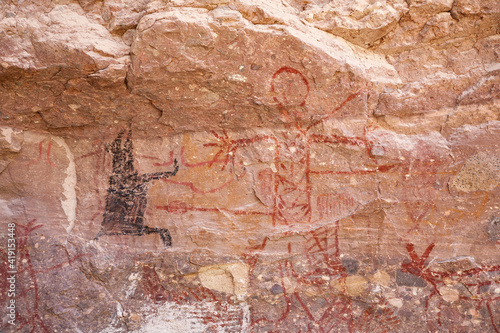 Prehistoric rock paintings in Canon La Trinidad near Mulege, Baja California Sur, Mexico