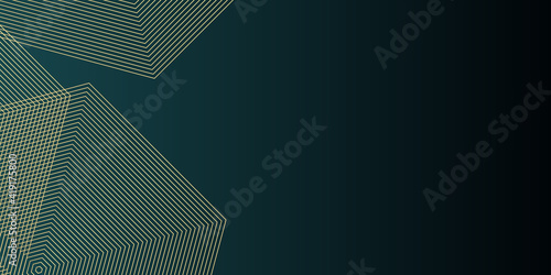 Turquoise abstract background with golden wavy pattern. Art deco ornament vector illustration 