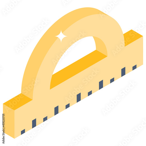 Icon of protractor in isometric design