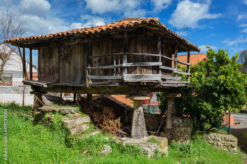 Asturian barn. Popular architecture in Mere. Asturias. Spain.