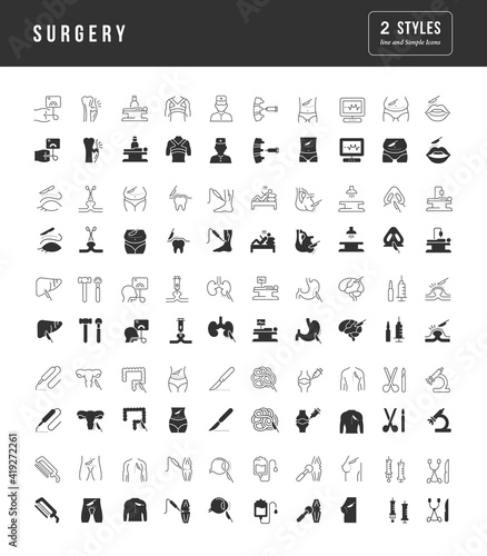 Set of simple icons of Surgery